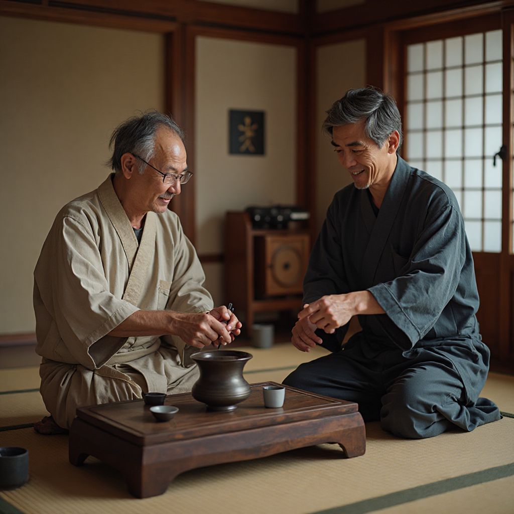 Male traveler participating in traditional ceremony
